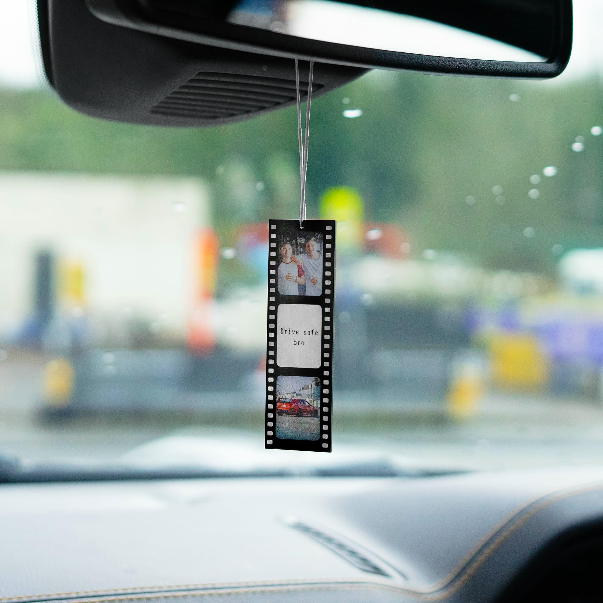 Personalised Reels Photo Car Ornament Hanging Car Polaroid Any Image Driving Test Pass Gift Idea First Car Charm Gift Photo Strip (Black)