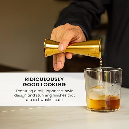 Miniatura 22 de A Bar Above Jigger japonés de alta calidad, 8 marcas de medición precisas, resistente acero inoxidable 304, doble jigger de cóctel para camareros