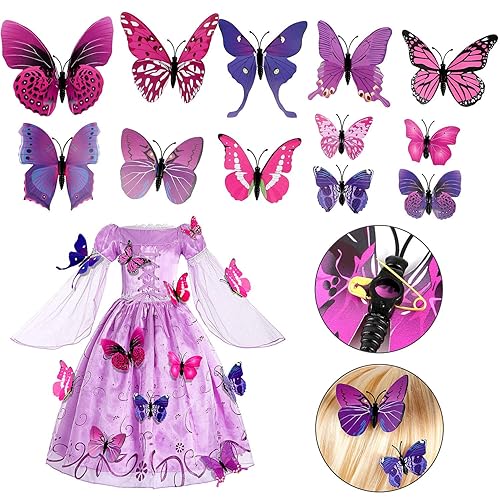 Miniatura 4 de Tacobear Peluca de princesa Rapunzel para niñas con tiara de princesa y pin de mariposa, accesorios de vestir de princesa Rapunzel para niñas y niños