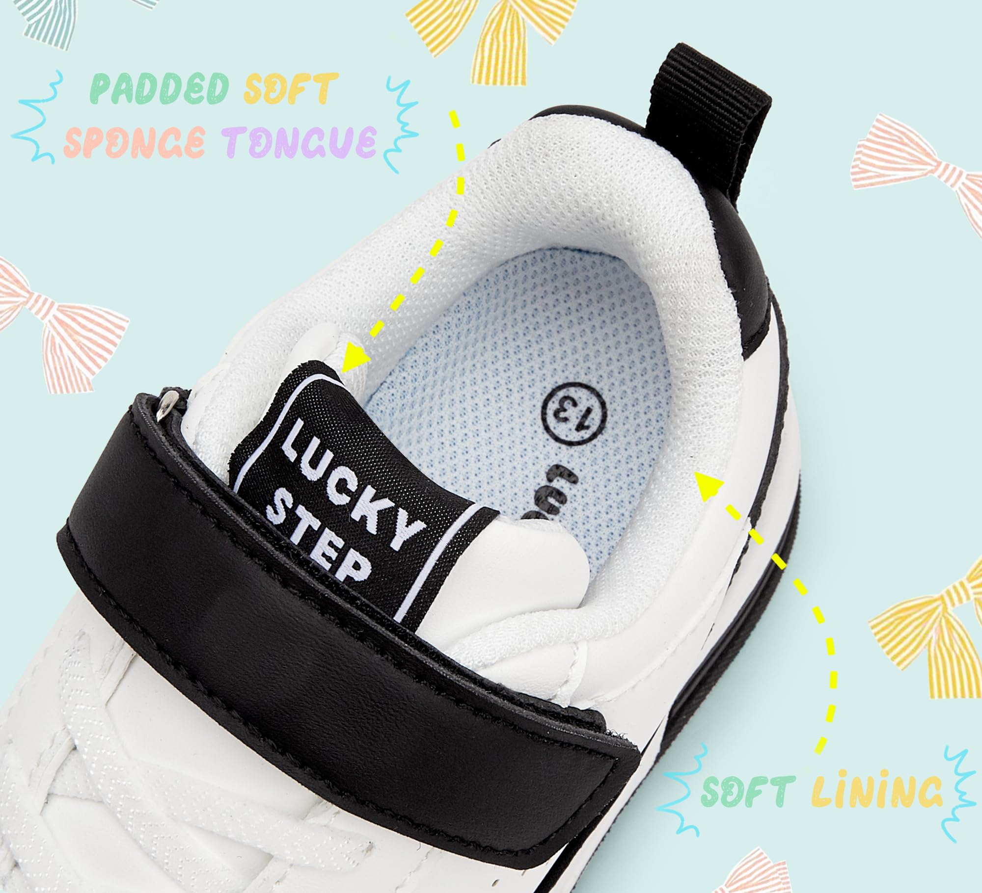 LUCKY STEP Dziecięce buty typu sneakers – wygodne buty rekreacyjne do szkoły, uprawiania sportu i na co dzień, niskie trampki z zapięciem na rzepy, dla chłopców/dziewczynek