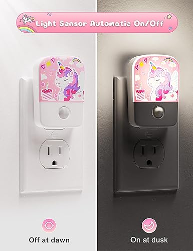 Miniatura 2 de LOHAS - Paquete de 2 bonitas luces nocturnas enchufables a la pared, sensor de luz del atardecer al amanecer, brillo ajustable de 3060 lúmenes, luz