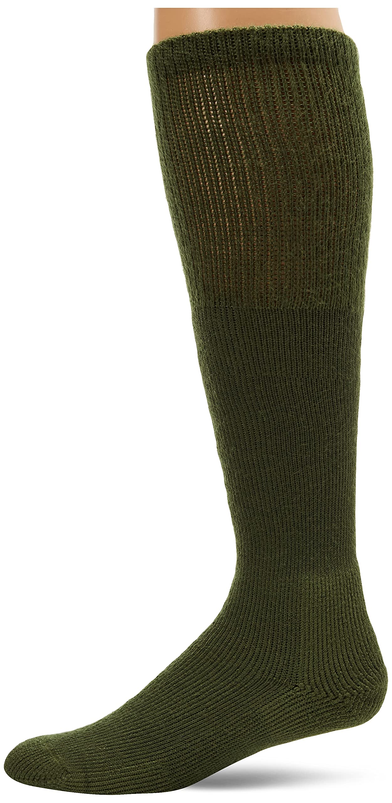 Thorlos Men's Olive Unisex Military Maximum Cushion Over-Calf, Large