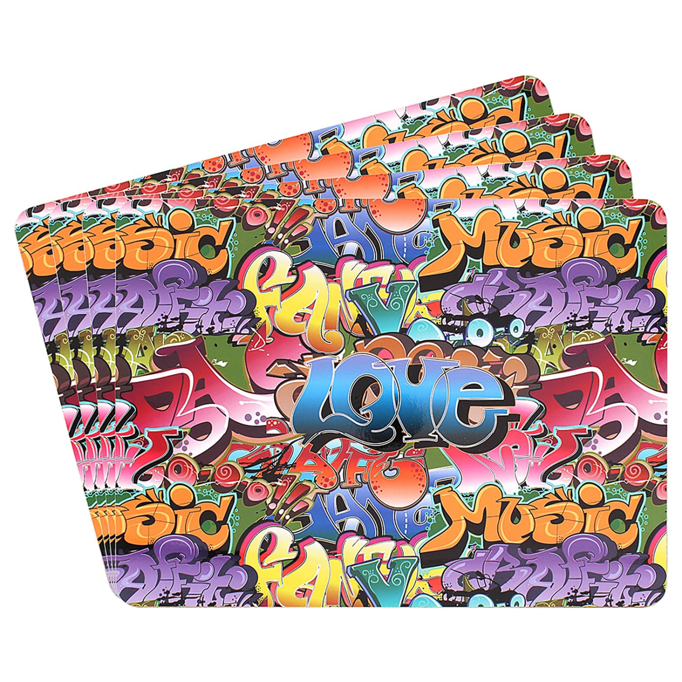 Lesser & Pavey Pack of 4 Table Place Mats, Graffiti Set 4