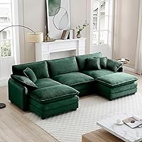 Vista 84 de Sofás seccionales grandes de 115.34" para sala de estar, sofá de pana color camel de asiento profundo de 3 plazas en forma de L, sofá seccional