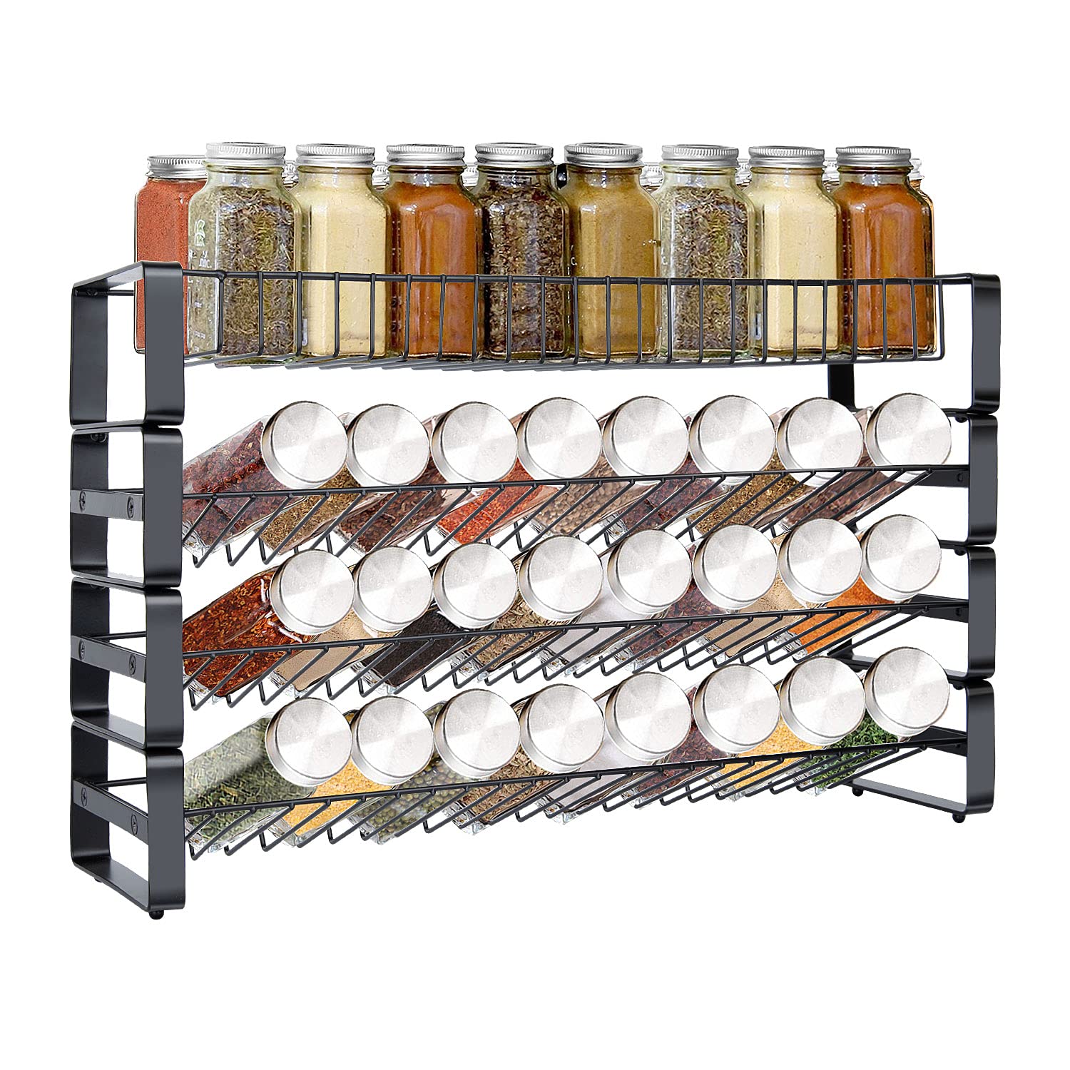 Spice Rack Organizer for 4 Tier Stackable Seasoning Rack
