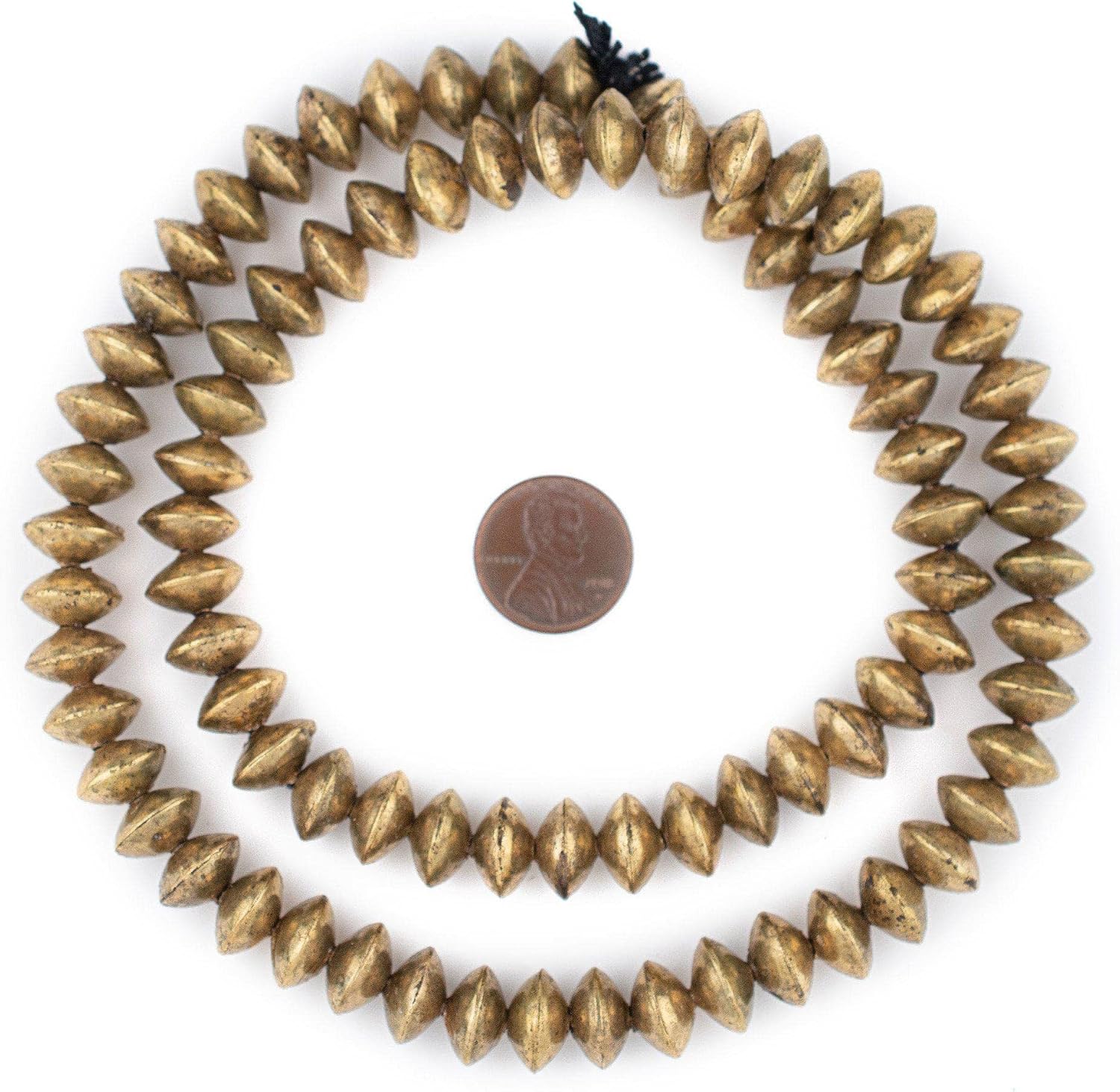 The Bead Chest Ethiopian Brass Saucer Beads, Large Hollow Handmade Bicone Lightweight Crafts Supplies for Jewelry Making (12mm)