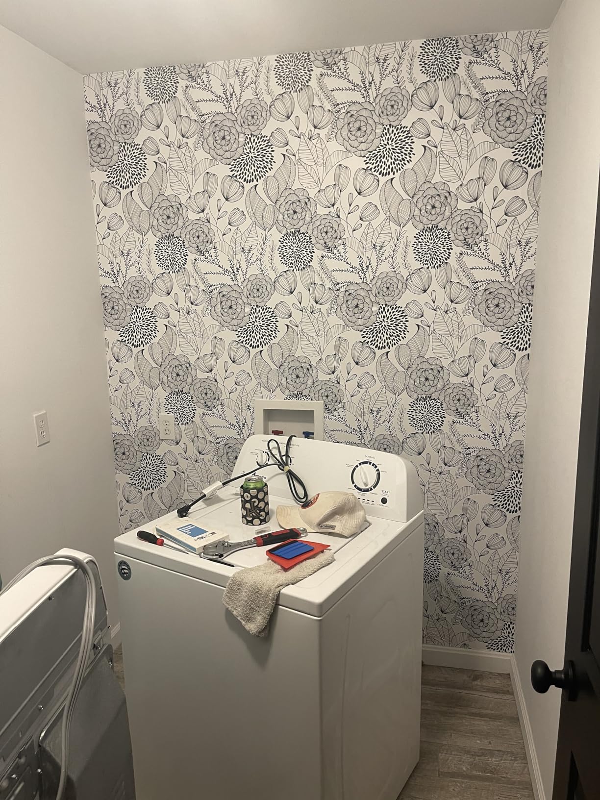 6/mo Finance NuWallpaper NUS3830 Navy Secret Garden Peel & Stick Wallpaper, Blue Buy Now