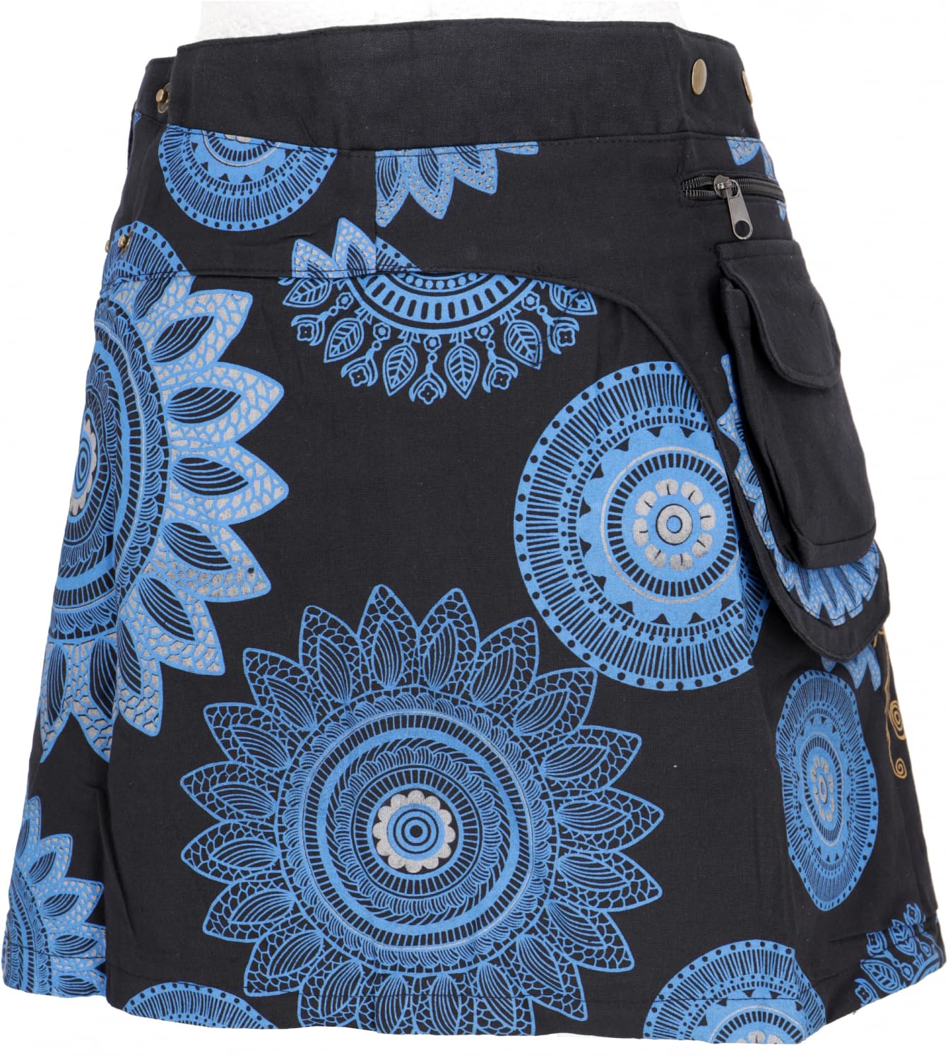 GURU SHOP Falda cruzada, falda corta Goa, Cacheur, minifalda, mujer, verde, algodón, talla: 40, faldas/ropa alternativa corta