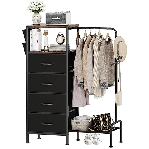 Homeiju Dresser with Hanging Rack, Reversible Dresser for Bedroom with