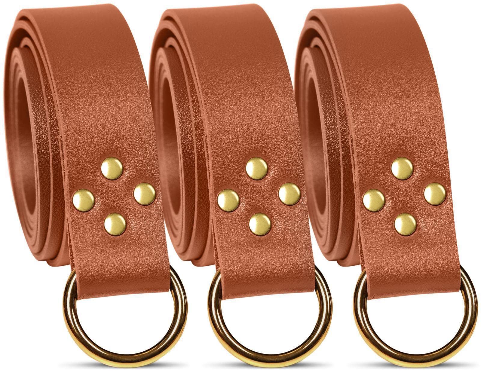 DOARLUO 3Pcs Medieval Viking Nordic Belt Epee Renaissance Mens Knight Belt Leather O Ring Costume LARP Accessories