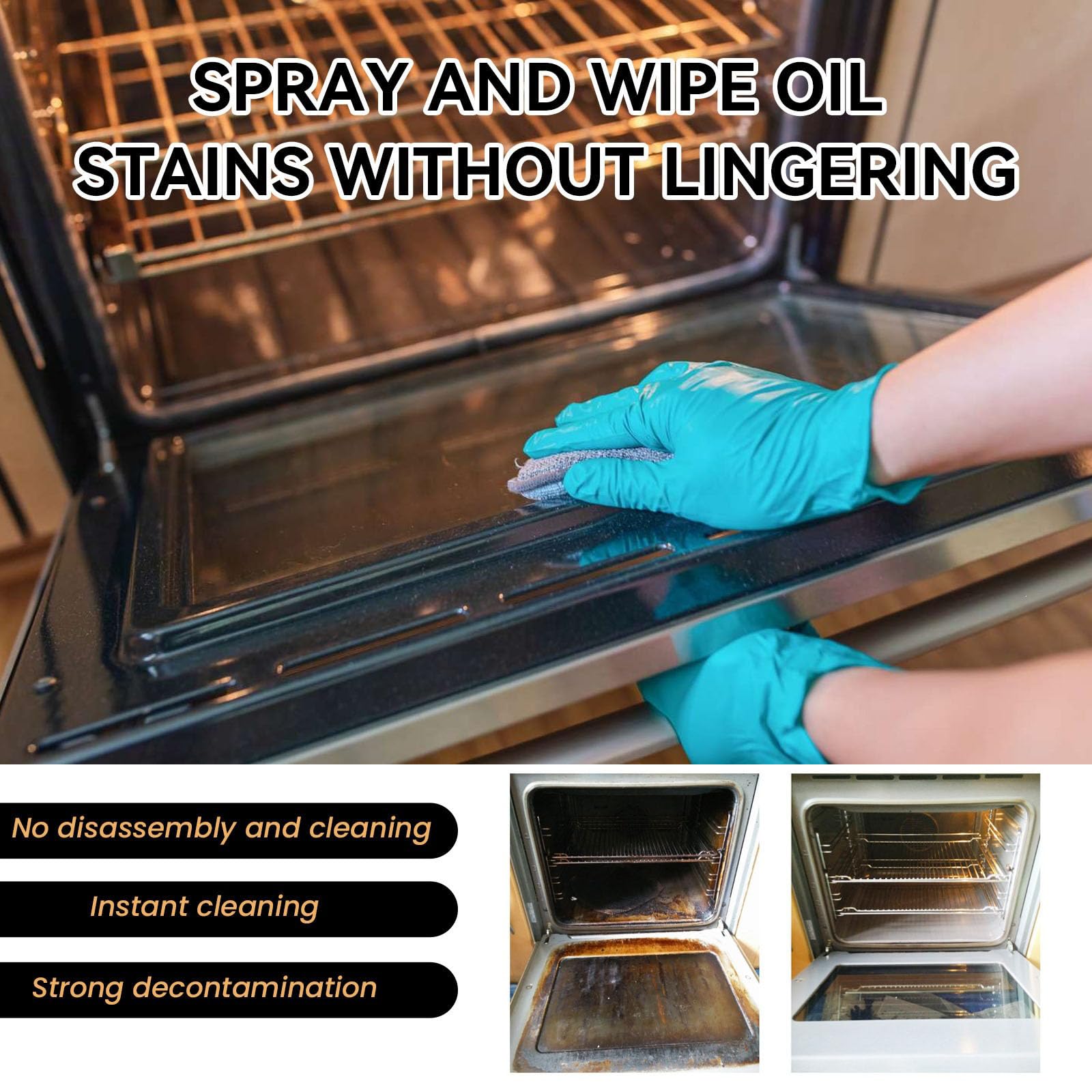 2026 Oven Cleaner Heavy Duty Spray, Oven and Grill Cleaner, Fast-Acting Professional Multi-Surface Kitchen Spray for Microwave, Air Fryer, Ovens, Grills, BBQ (3pcs)