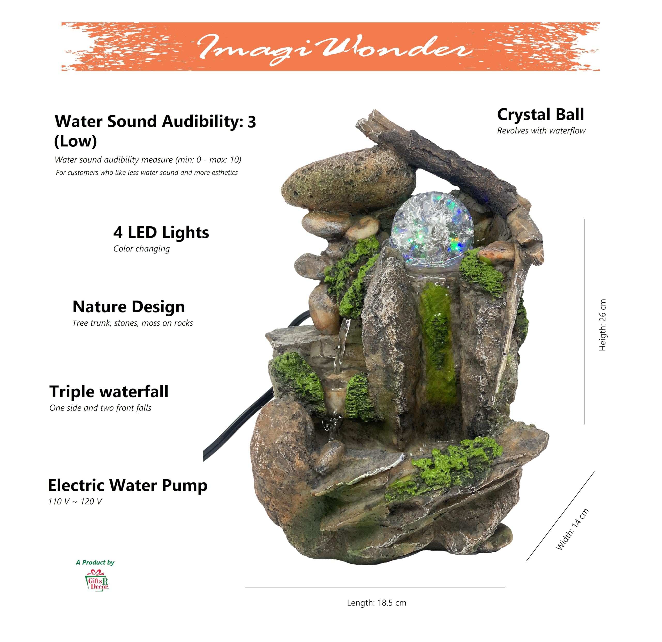 Nature's Garden Rockery Fountain - Decorazione da tavolo per interni, cascata zen