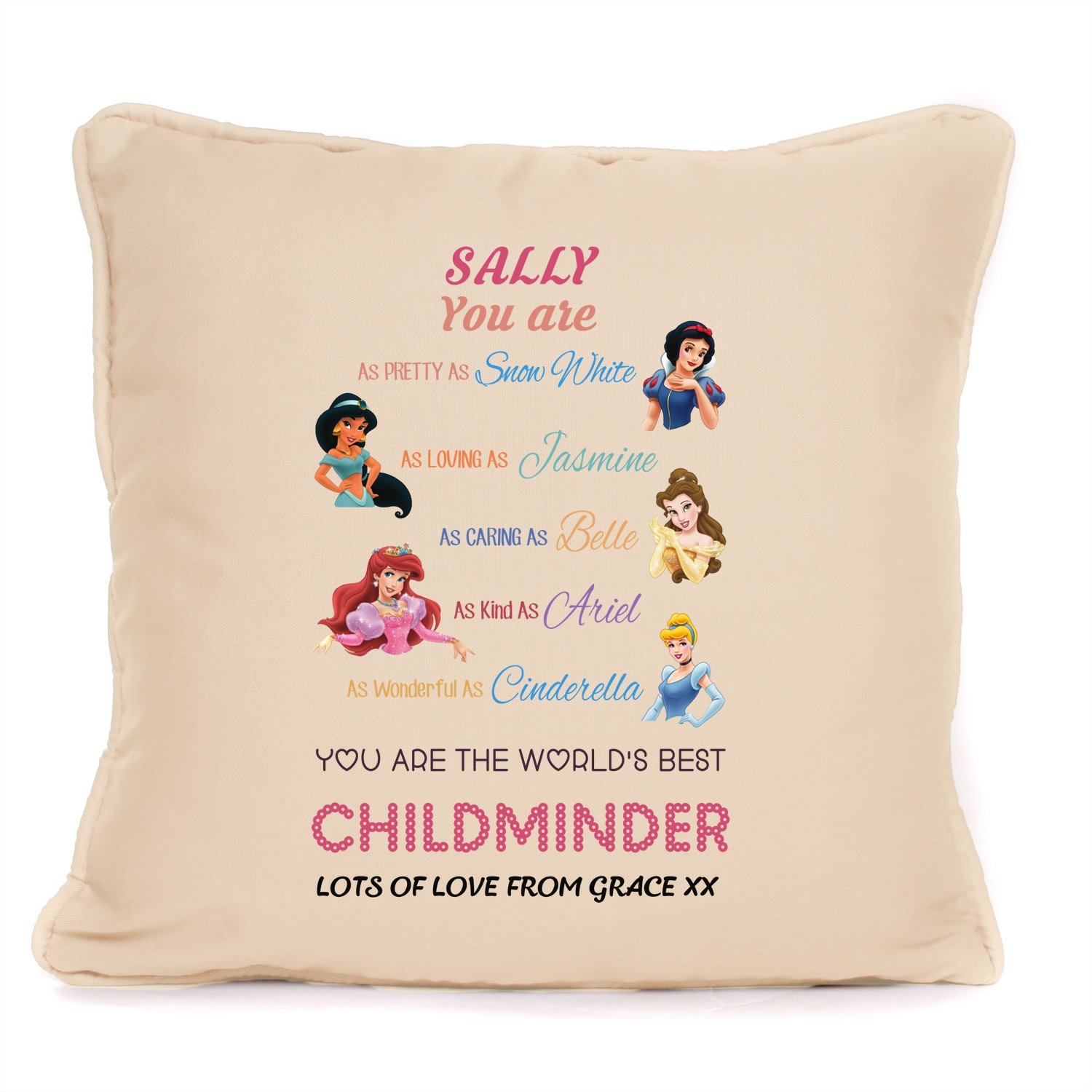 personalised disney princess cushion