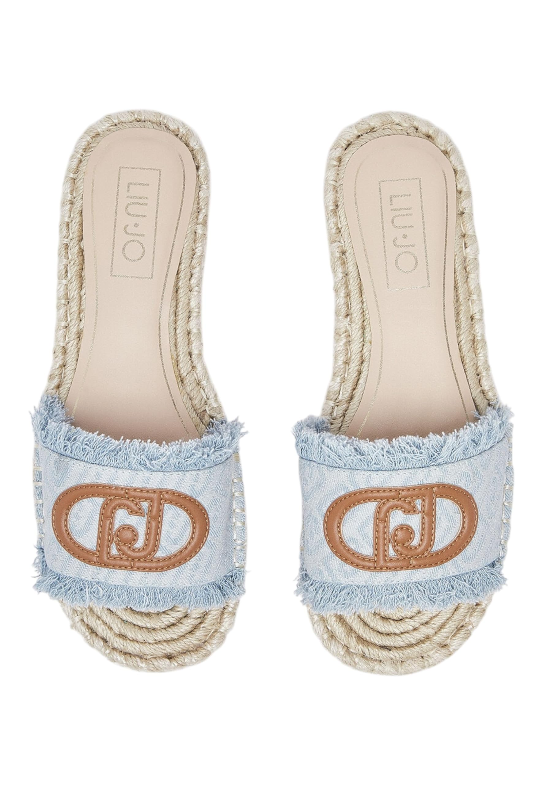 Liu Jo Ciabatte Espadrillas Denim Azzurro con Logo, Suola in Corda Intrecciata, Stile Contemporaneo Casual Tg-39