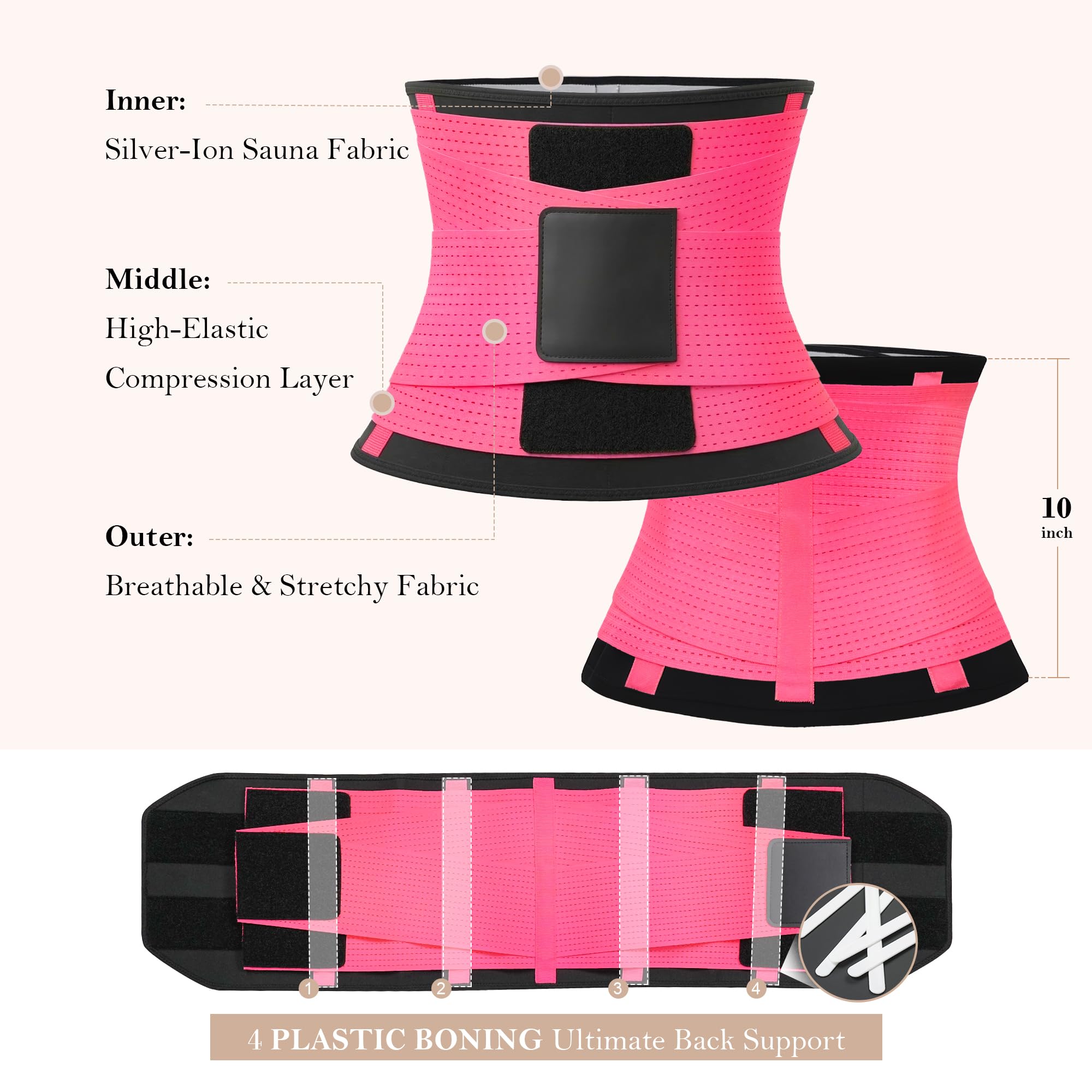 YIANNA Ceinture de sudation pour sauna, entraînement, contrôle du ventre avec triple couche
