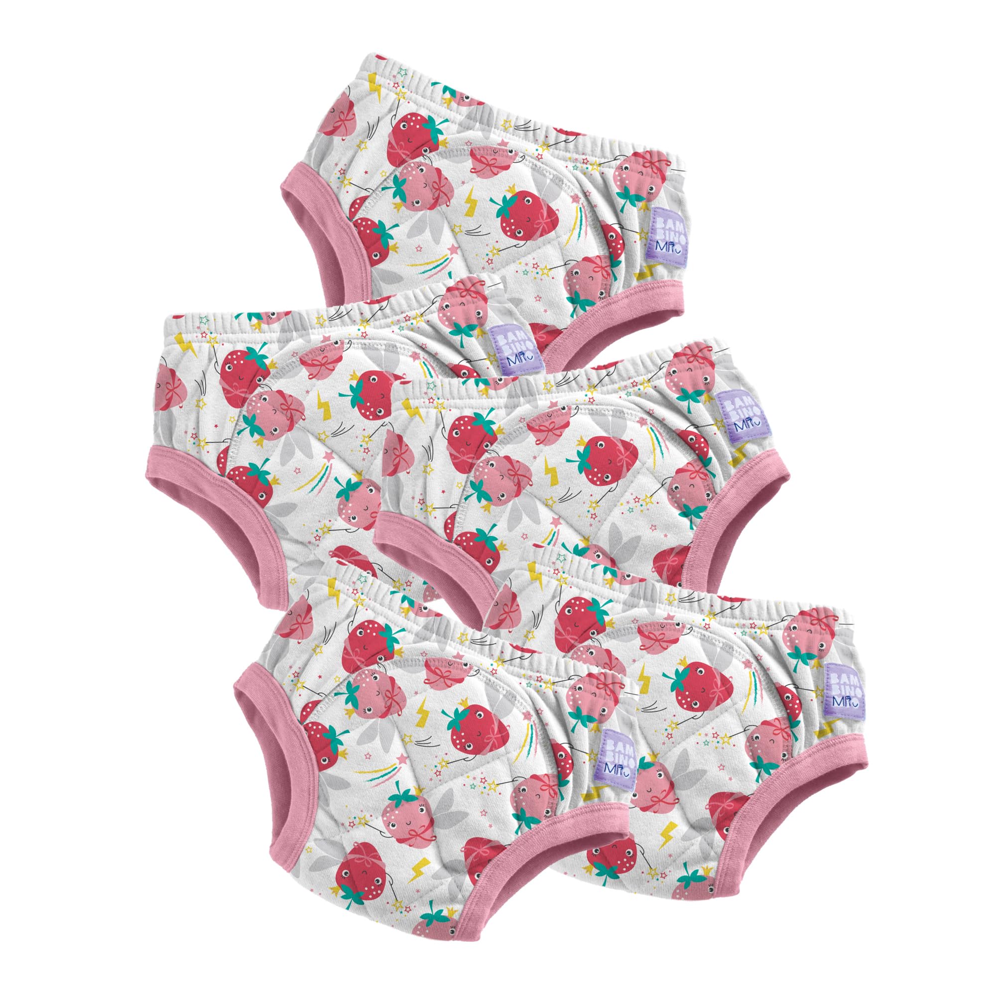 Bambino Mio Toddler Reusable Potty Training Pants Cotton 5 Pack 3-4 Years Pink Strawberries 5TP3-4SPRX