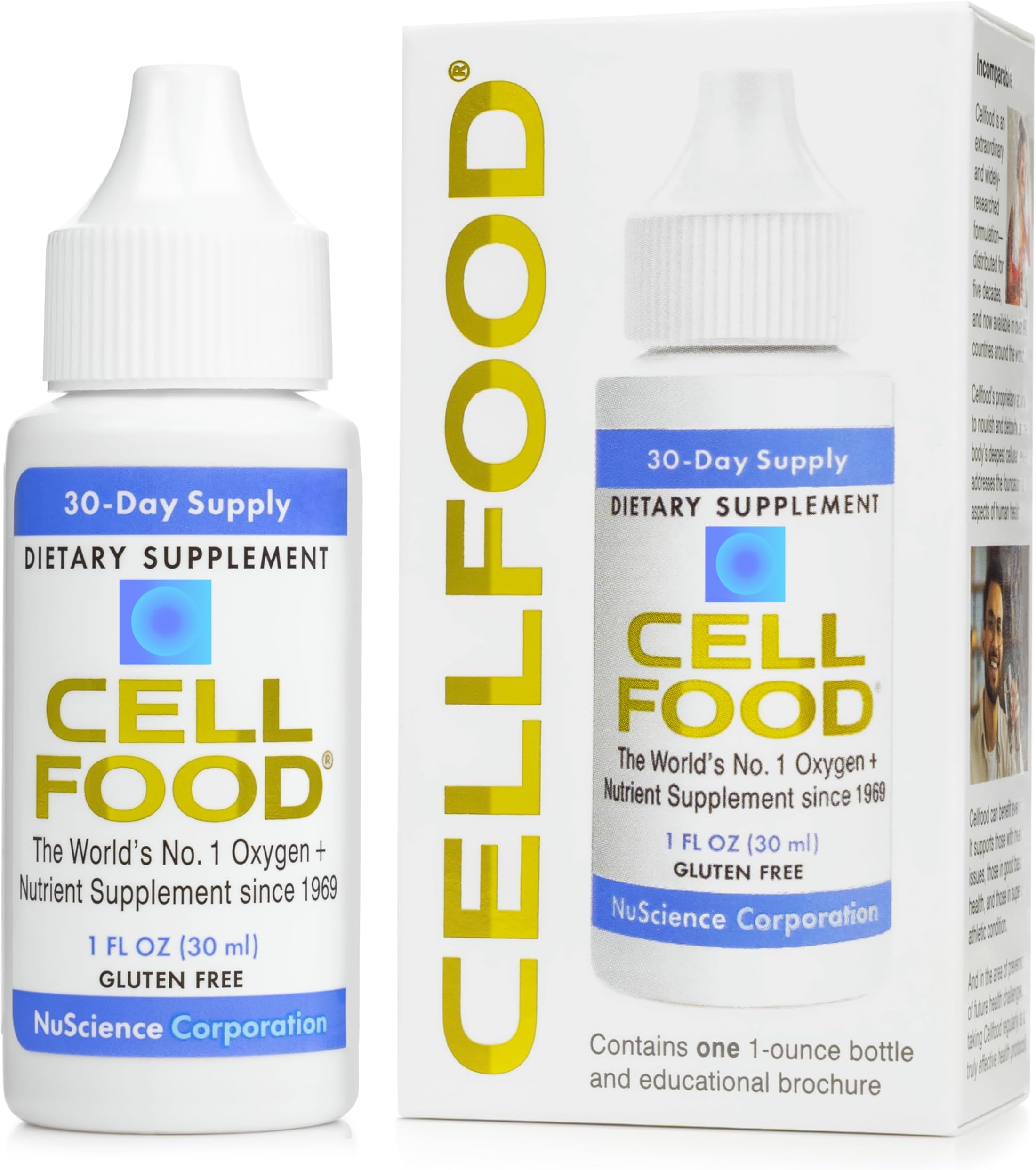 Cellfood Oxygen Boost, 1 fl oz - Liquid Oxygen Supplement for Lymphatic Drainage, Altitude Sickness, Jet Lag, Fatigue, Headaches, Hangovers & Energy - Gluten Free, Cert. Kosher - Makes Over 22 Quarts