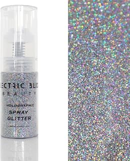 Electric Bliss Beauty Holographic Silver Glitter Spray - Shiny Body Glitter Spray, Hair Glitter Spray for Hair & Body Face Glitter, Eye Glitter, Rave Glitter Festival Accessories