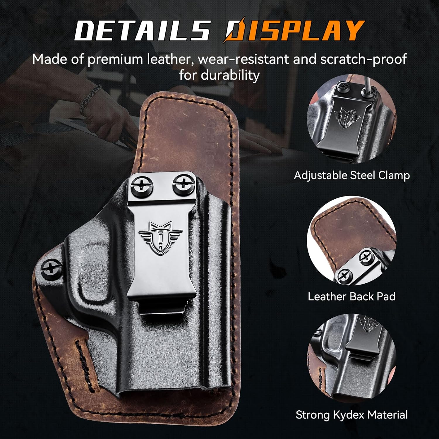 IWB Holster Compatible with Sig P365 / P365 SAS / P365 X Kydex Leather Hybrid Holster Concealed Carry Pistol Holster for Appendix Inside Waistband Right Handed (SigP365/P365SAS/P365X)