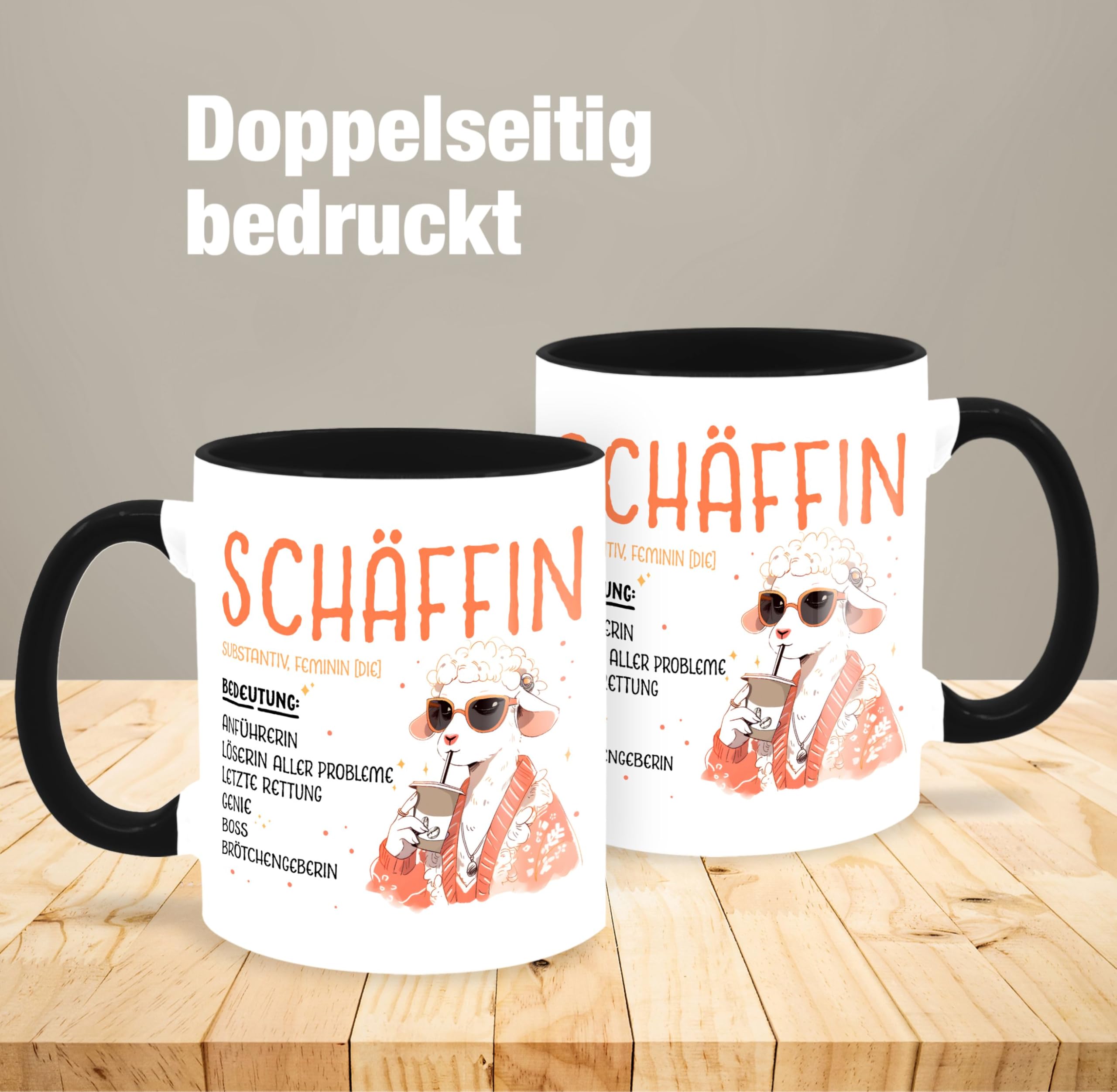 Pagma Druck Tasse Chefin Geschenk – „Schäffin“ Spruch, 330 Ml, Spülmaschinenfest, Beidseitig Bedruckt