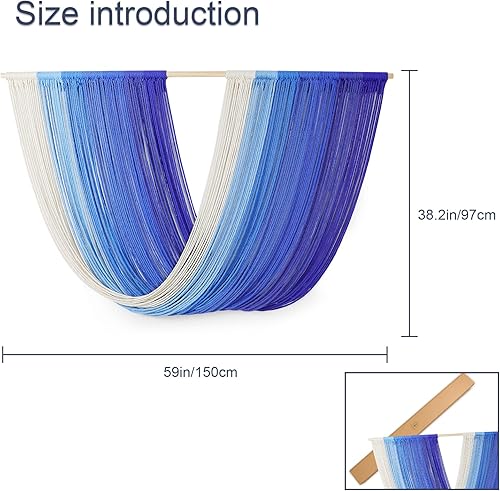 Miniatura 2 de EISKBC macramé para colgar en la pared decoración de pared de macramé bohemio grande tapiz de hilo de borla arte de pared moderno para dormitorio