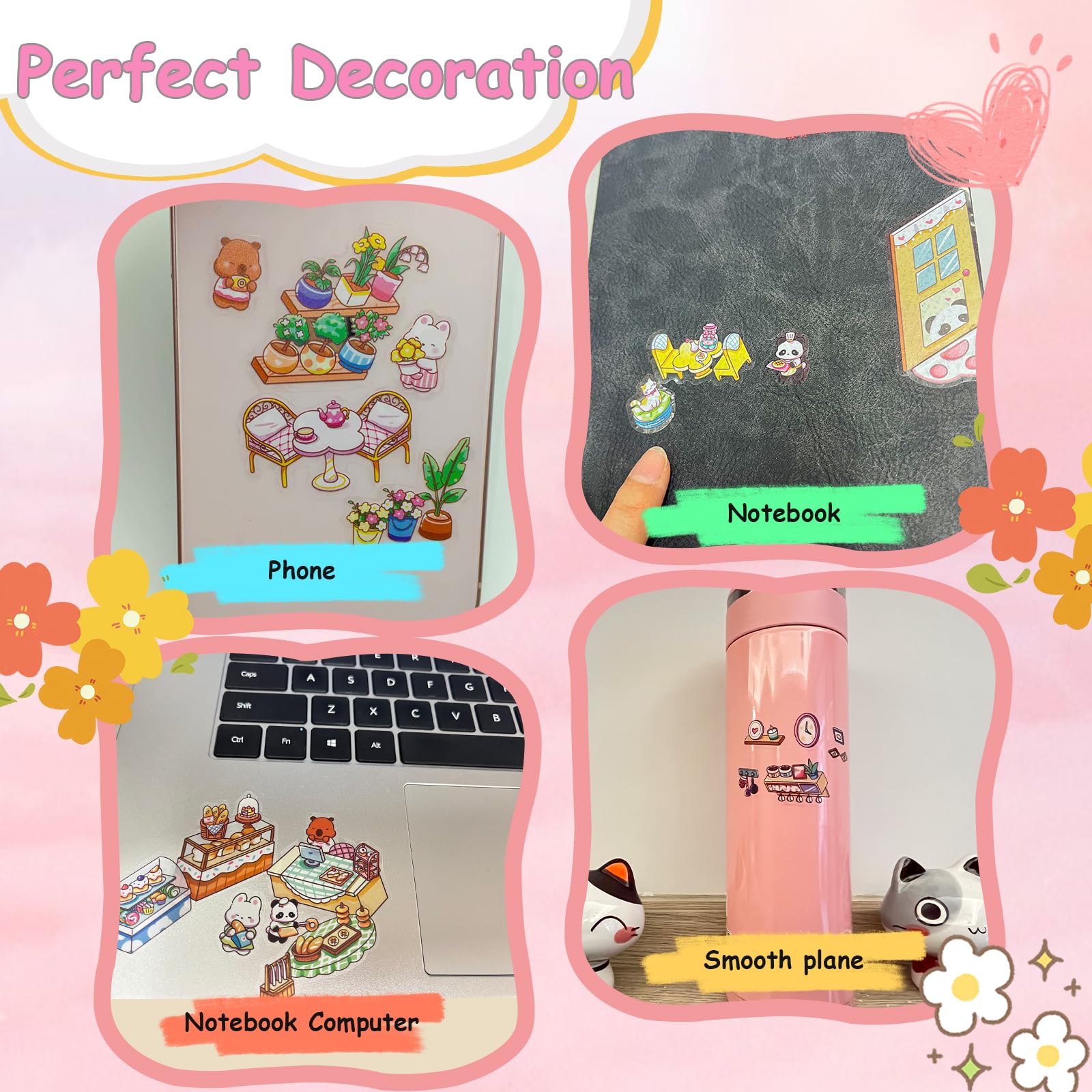 DIY 3D Large House Stickers Kit 4 Sets Non-Toxic & Safe 3D Miniature Scene Therapy for Kids and Adults Stress Relief Sticker Scenes with Tweezers Creative Fun & Reusable DIY Sticker Therapy Kit - Image 4