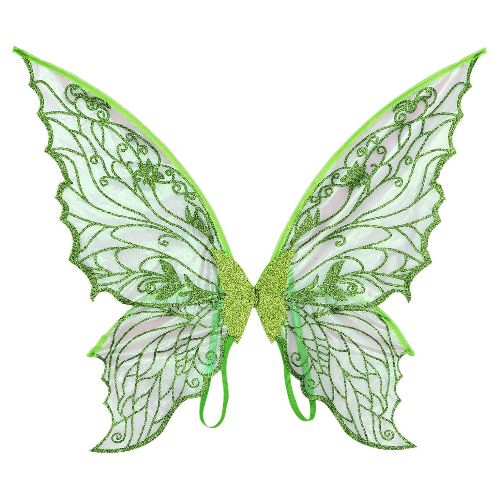 Kaerm Women Girls Angel Fairy Butterfly Wings With Elastic Shoulder Straps For Christmas Theme Party Props Green One Size