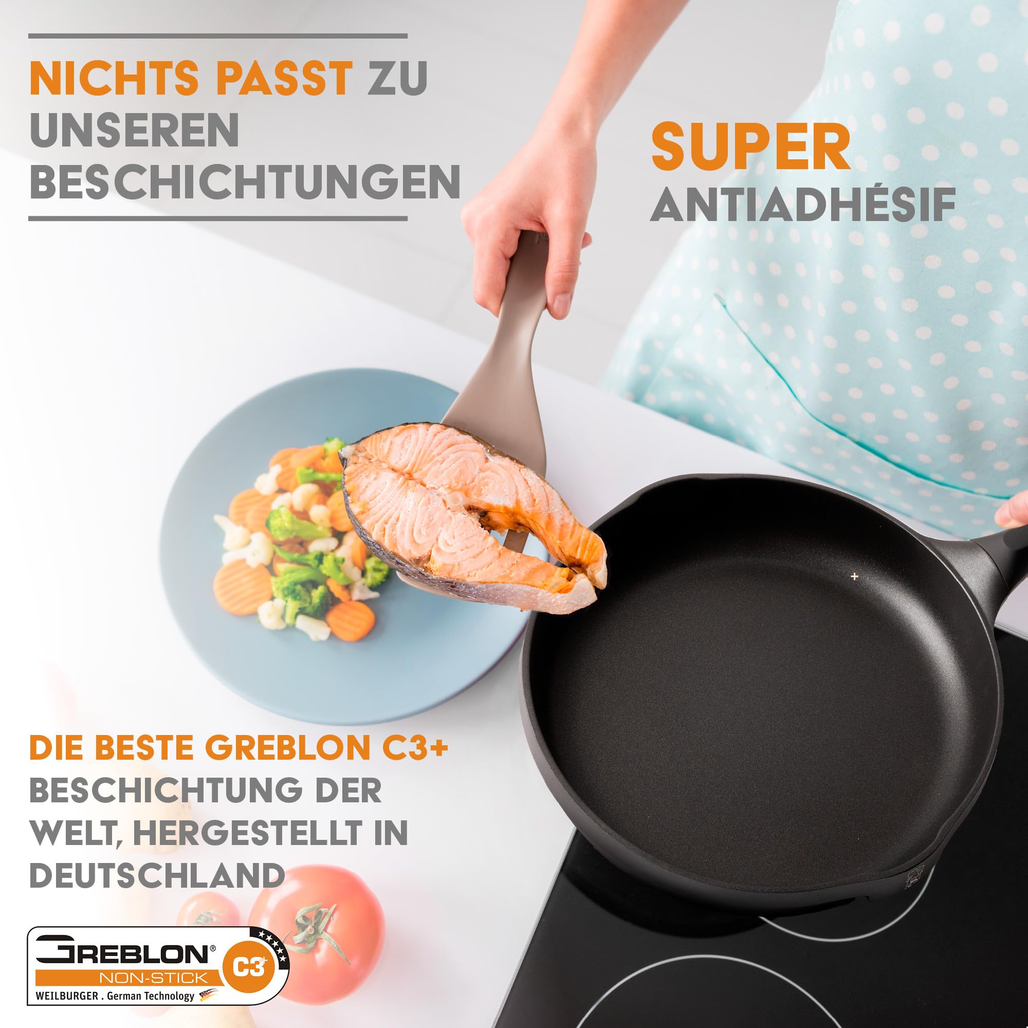 Stone&Stone Professioneller Kochtopf 24 cm, extrem antihaftbeschichtet mit deutscher Technologie, Boden aus Stahl, Kochtopf für Nudeln, auch für Gas/Ofen und gesunde Induktion, frei von PFOA