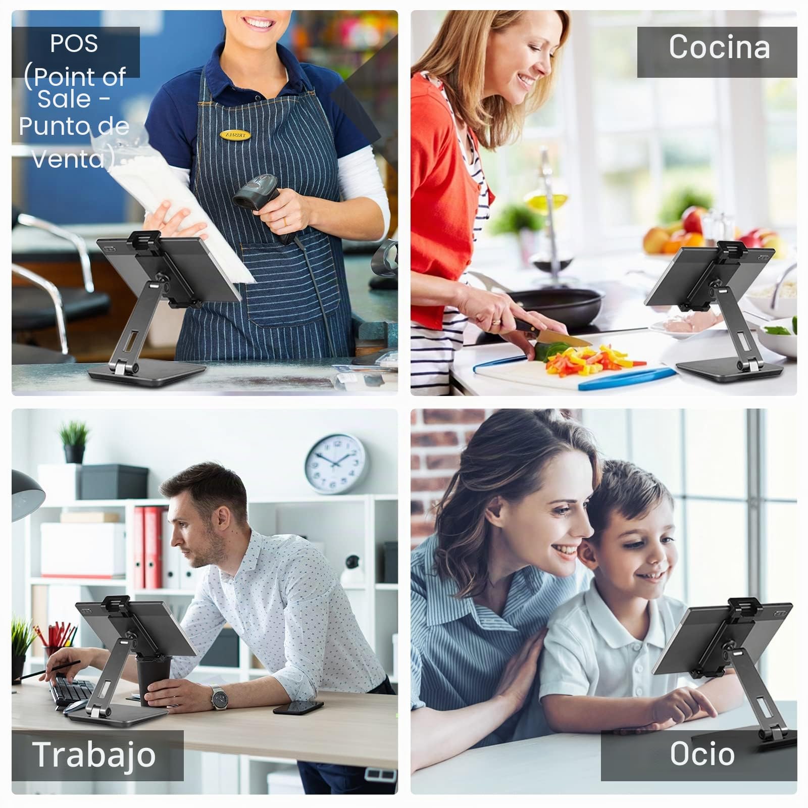 Soporte Tablet Ajustable y Plegable, Soporte Tablet Mesa Aluminio Pesado Giratorio de 360°, Compatible con iPad Pro/Air/Mini, Samsung Tab, Surface Pro, Kindle Fire (7-13") (Gris Oscuro)