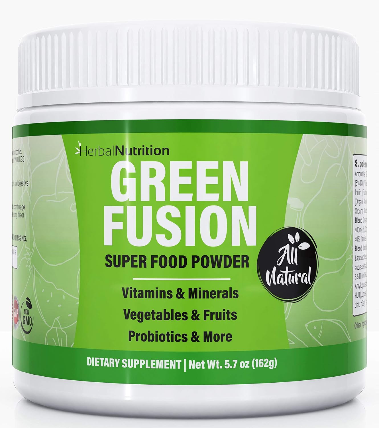 Green Fusion, Greens Powder Superfood, One Container, Organic Green Veggies and Fruits, Probiotics, Digestive Enzymes, Berry Taste, Gluten Free, Healthy Gut and Immune System Support, All Natural