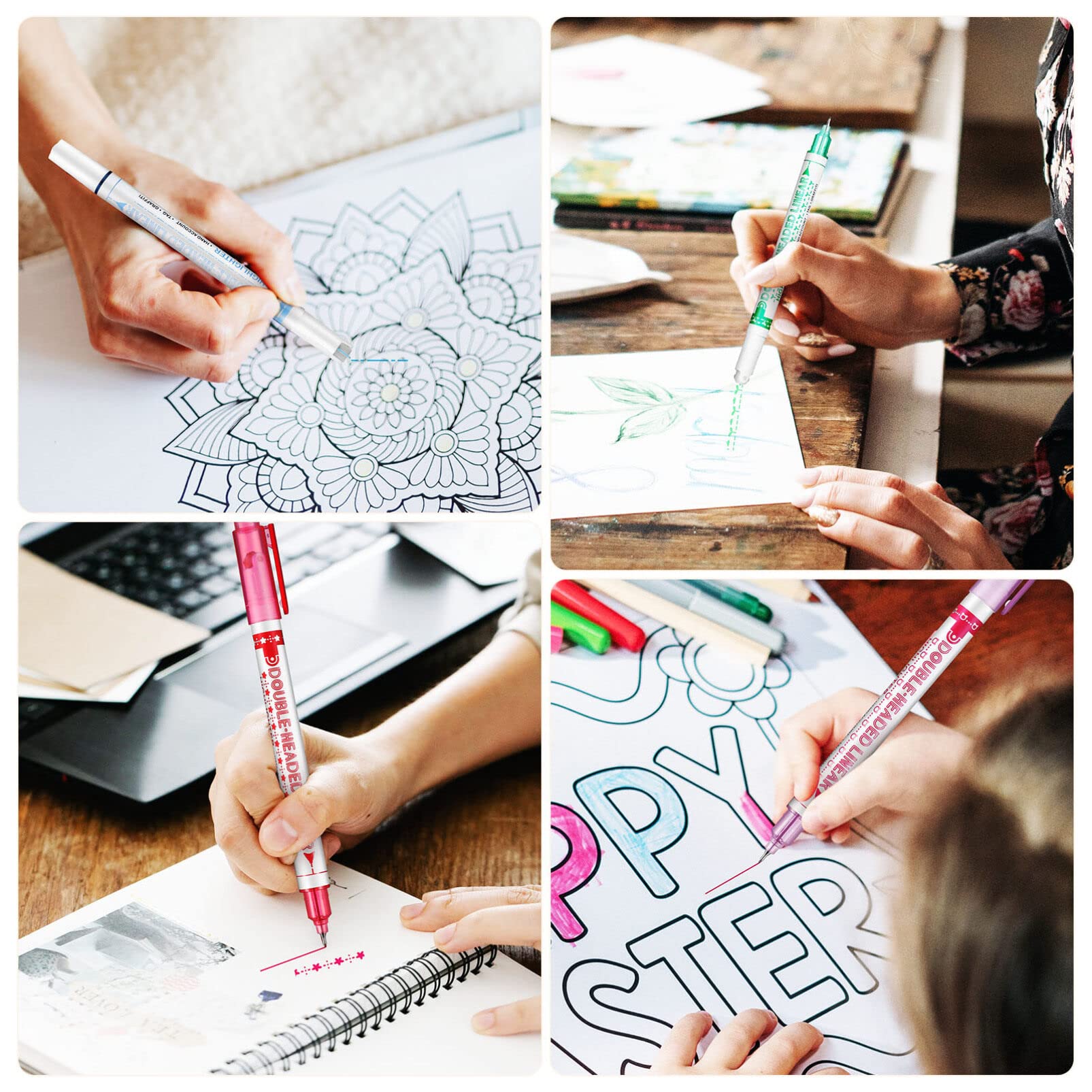 Ensemble de 72 stylos surligneurs courbes, marqueurs amusants à double pointe, ensemble de surligneurs pastel, stylos Flownwing Flair for dessiner, prendre des notes, journaliser, scrapbooking, fourni