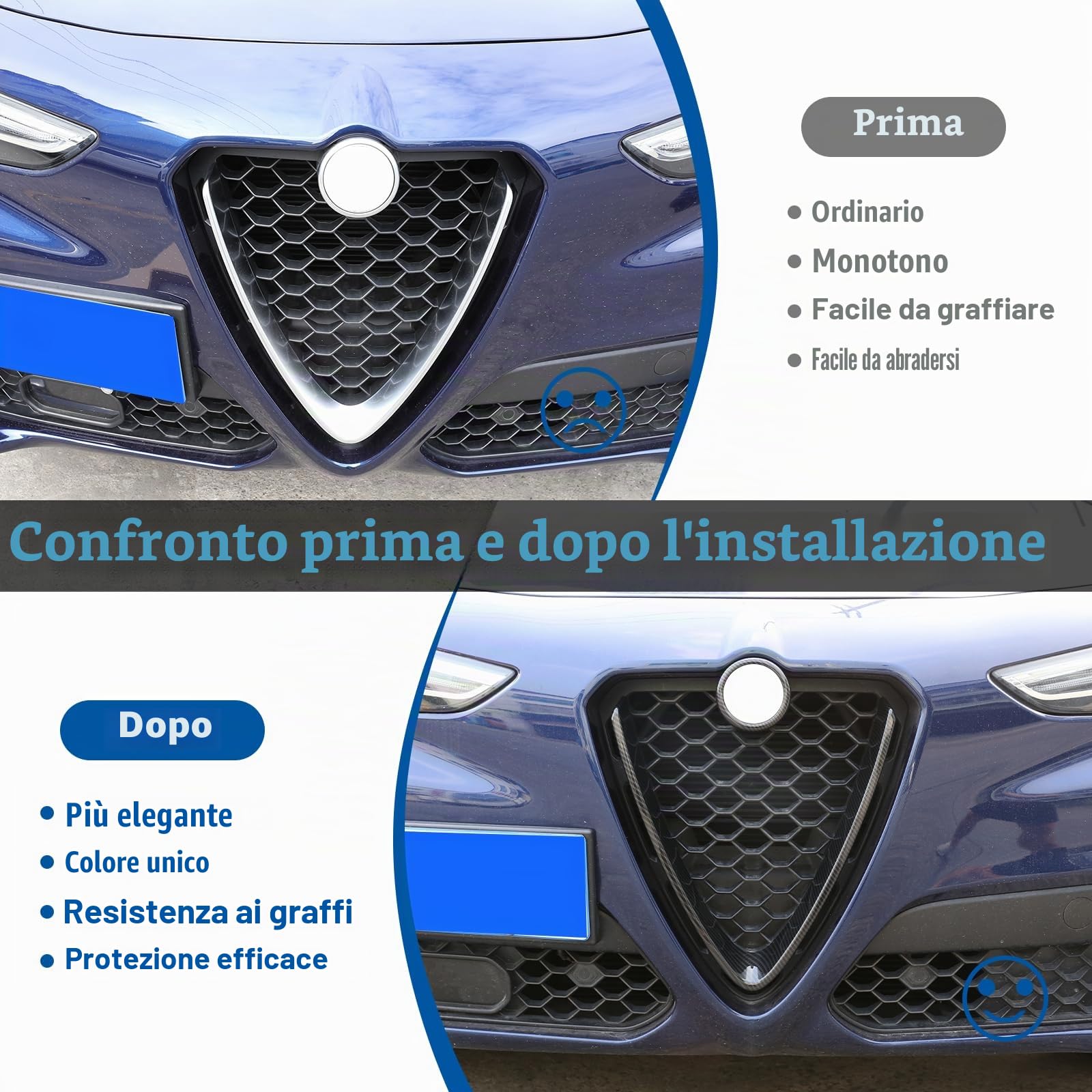 Carbon Fiber Style ABS plastica griglia anteriore decorazione telaio Trim per Stelvio 2017 2018 2019 2020 2021 2022 2023 2024 2025 pezzi