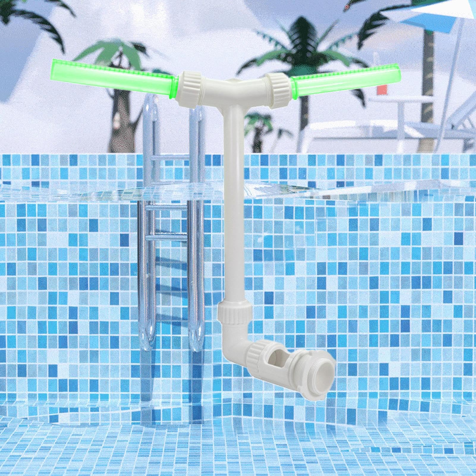 Fuente de Agua para Piscinas | Aspersor de Piscina | Fuente con Brillo Nocturno Boquilla Doble Altura Ajustable para Relajación SPA Estanque Jardín