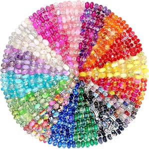 Cludoo 240 Piece Large Hole Bead Set - 16 Color European Bulk Beads for Jewelry Making, Fairy Garden Wands, Lampwork Spacer Beads