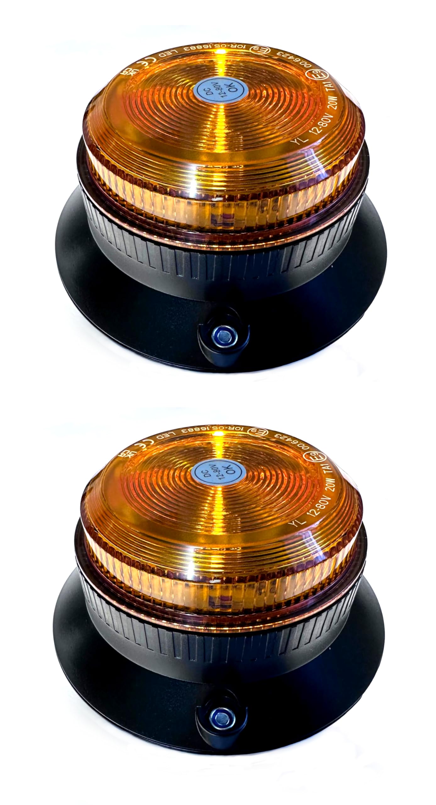 2x Baliza LED MelTruck 30 LEDs – 4 Modos Flash, Base Magnética/Tornillos, E9 R65 TA1, 9–80V – para Coche, Camión, Tractor, Maquinaria