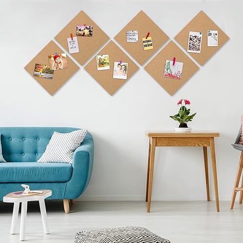 Miniatura 2 de AKTOP Tablero de anuncios de corcho de 12 x 12 pulgadas, azulejos de corcho de 12 pulgadas de grosor, paquete de 12 unidades, tablero cuadrado