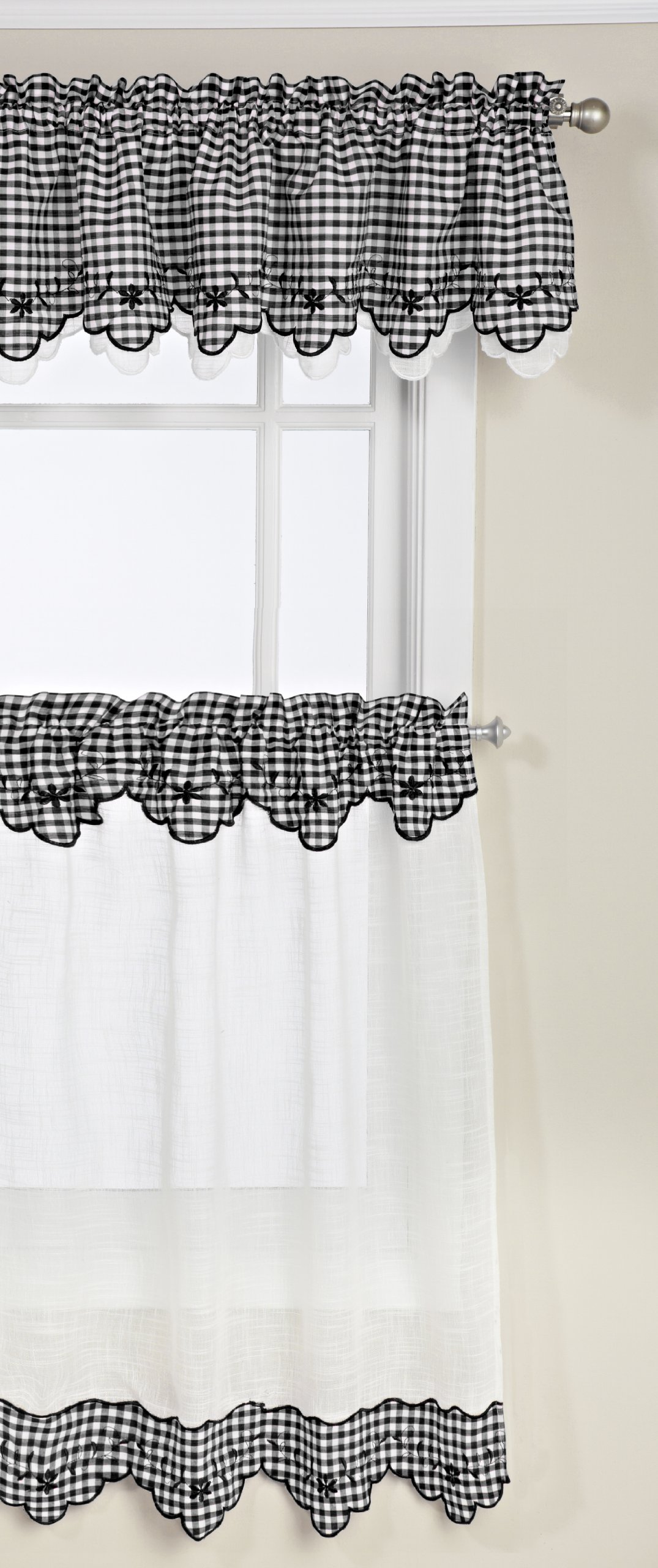 Lorraine Home Fashions Provence Tier Curtain Pair, 60 by 36-Inch, Black