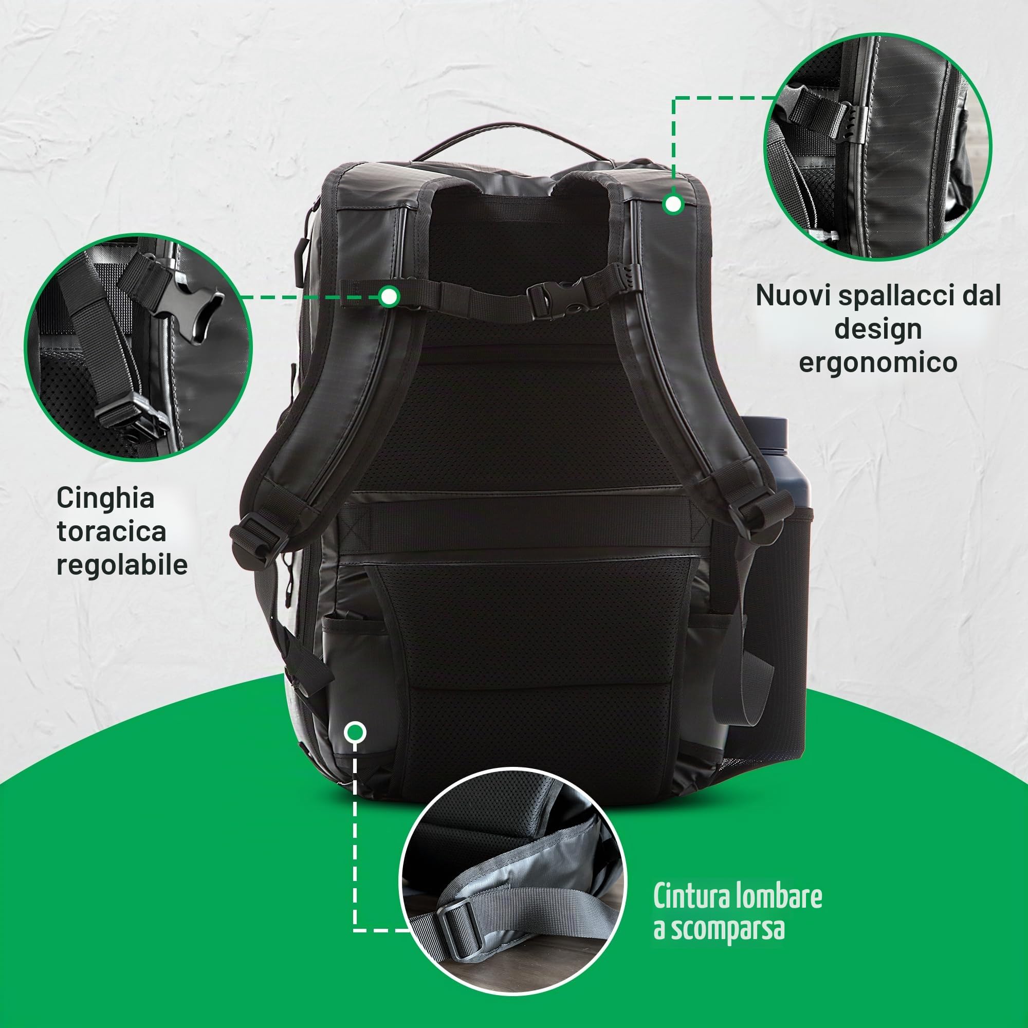 COR Surf Zaino da viaggio per laptop approvato da volo, zaino da viaggio per lavoro e weekender, per uomini e donne, Nero con cerniera nera, 34L, Con cerniera