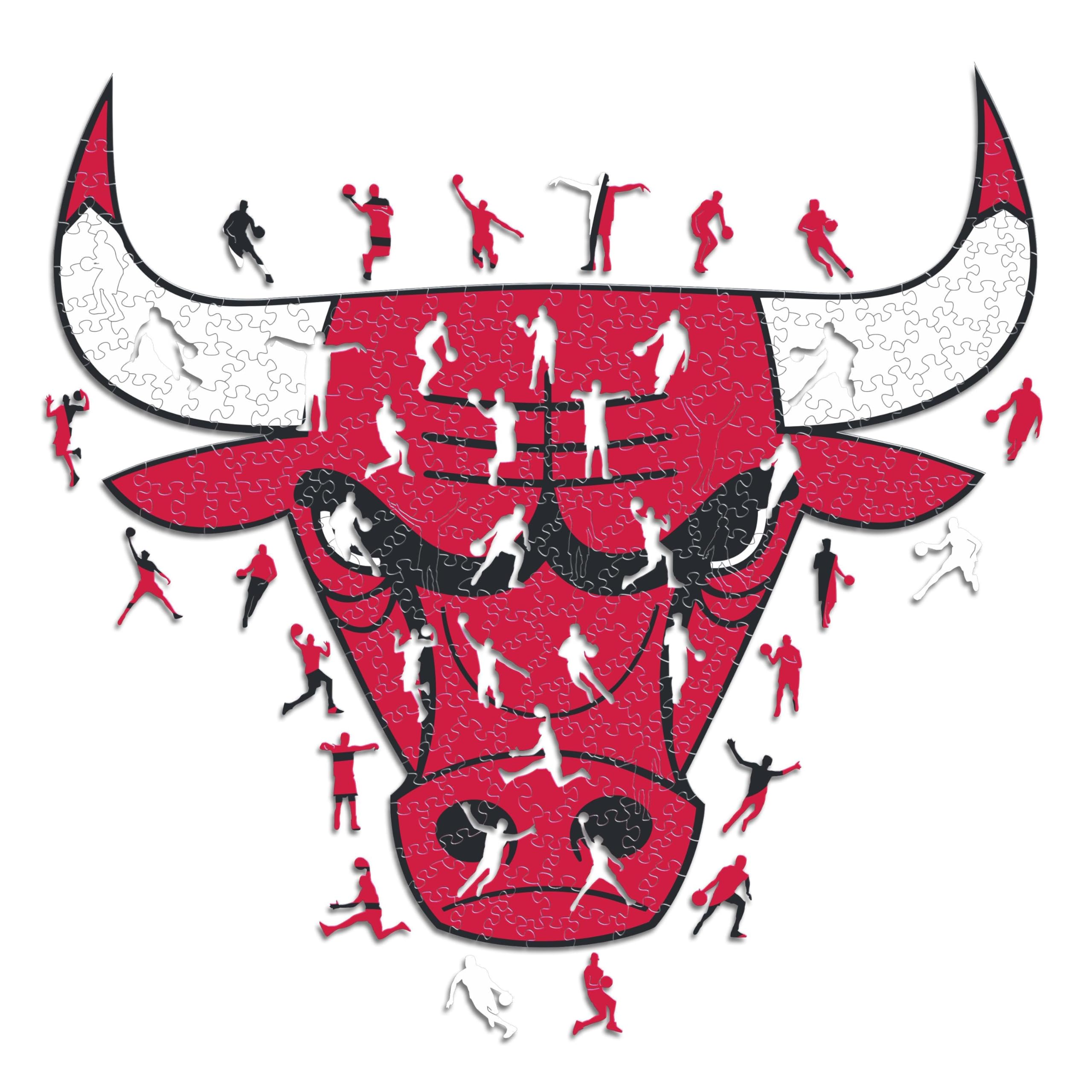 Iconic Puzzles - Chicago Bulls, Logo, Wooden Puzzle officially licensed NBA, 100% sustainable, size S, 150 Pcs