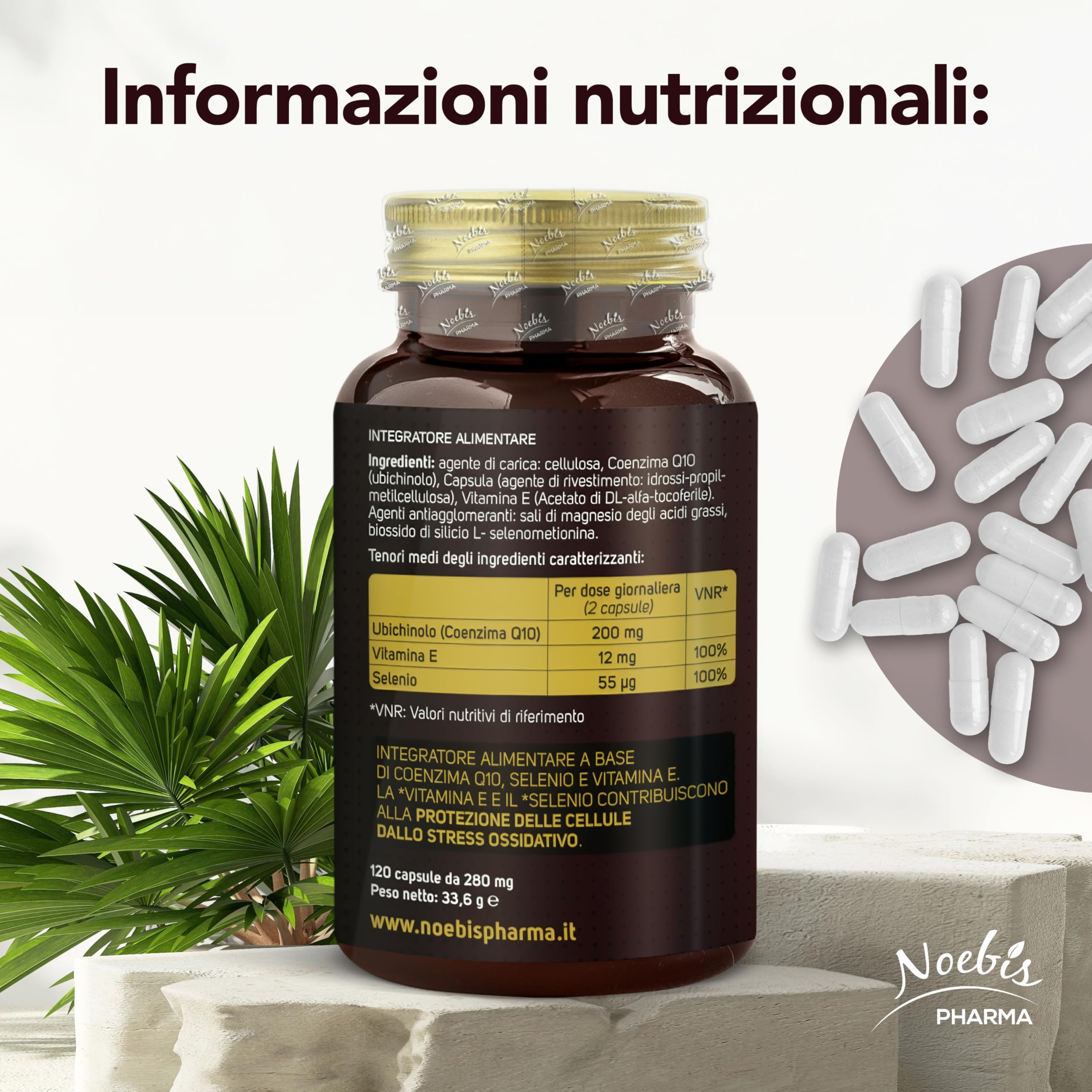Noebis Pharma Ubiquinolo Active 200 – 720 Capsule (6 x 120) con Vitamina E e Selenio – Coenzima Q10 Attivo – Confezione Sestupla