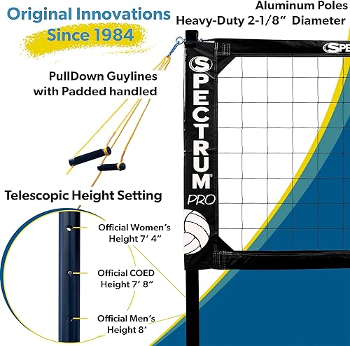 Miniatura 6 de Park & Sun Sports Spectrum PRO: Sistema de red de voleibol profesional portátil para exteriores, negro (SPEC-PRO/negro)