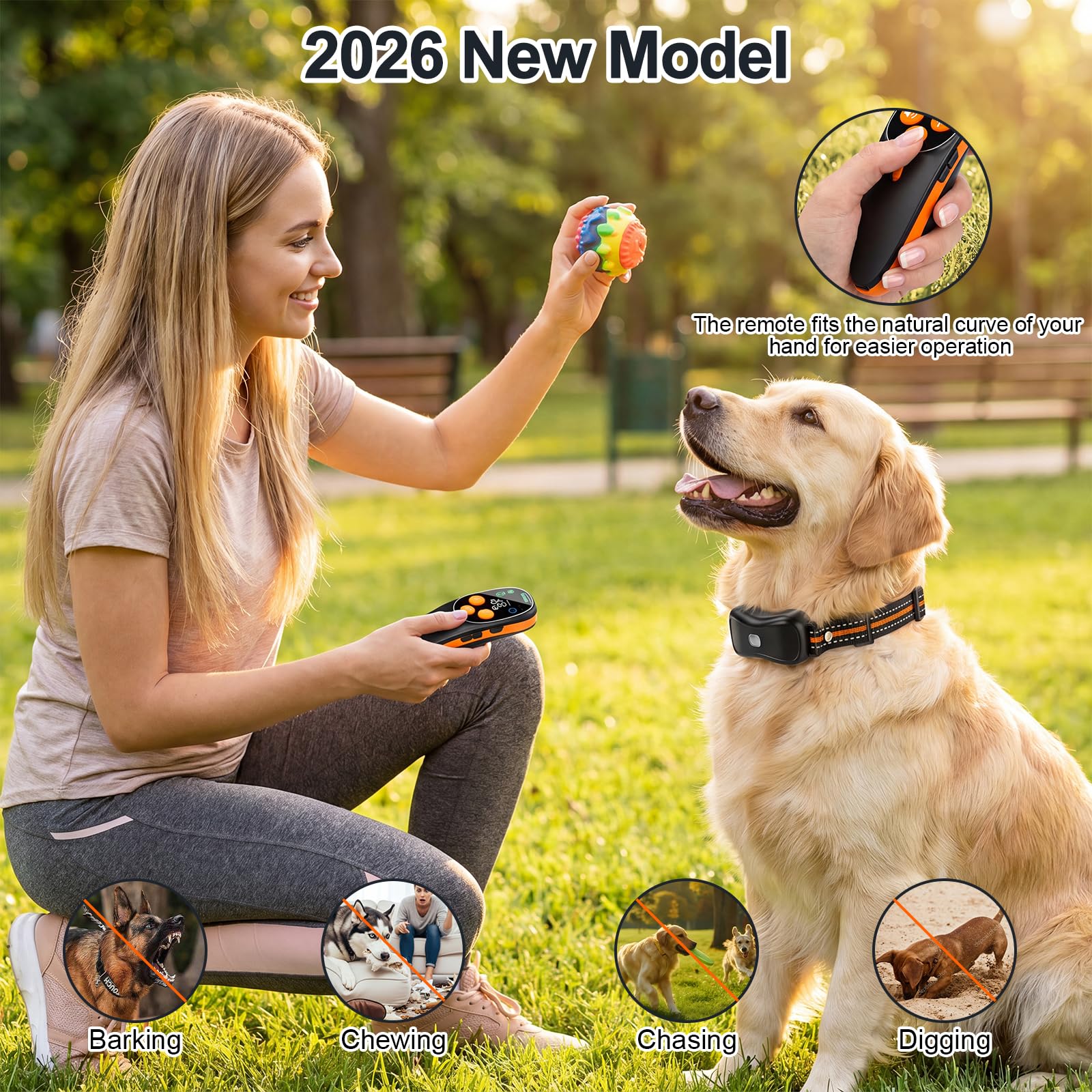 Collier de Dressage pour Chien avec télécommande, IP67 étanche, portée 1000m, Vibrations et Boost (1-16), 8 Sons bip – sans décharge électrique, jusqu'à 67,5 cm de Cou