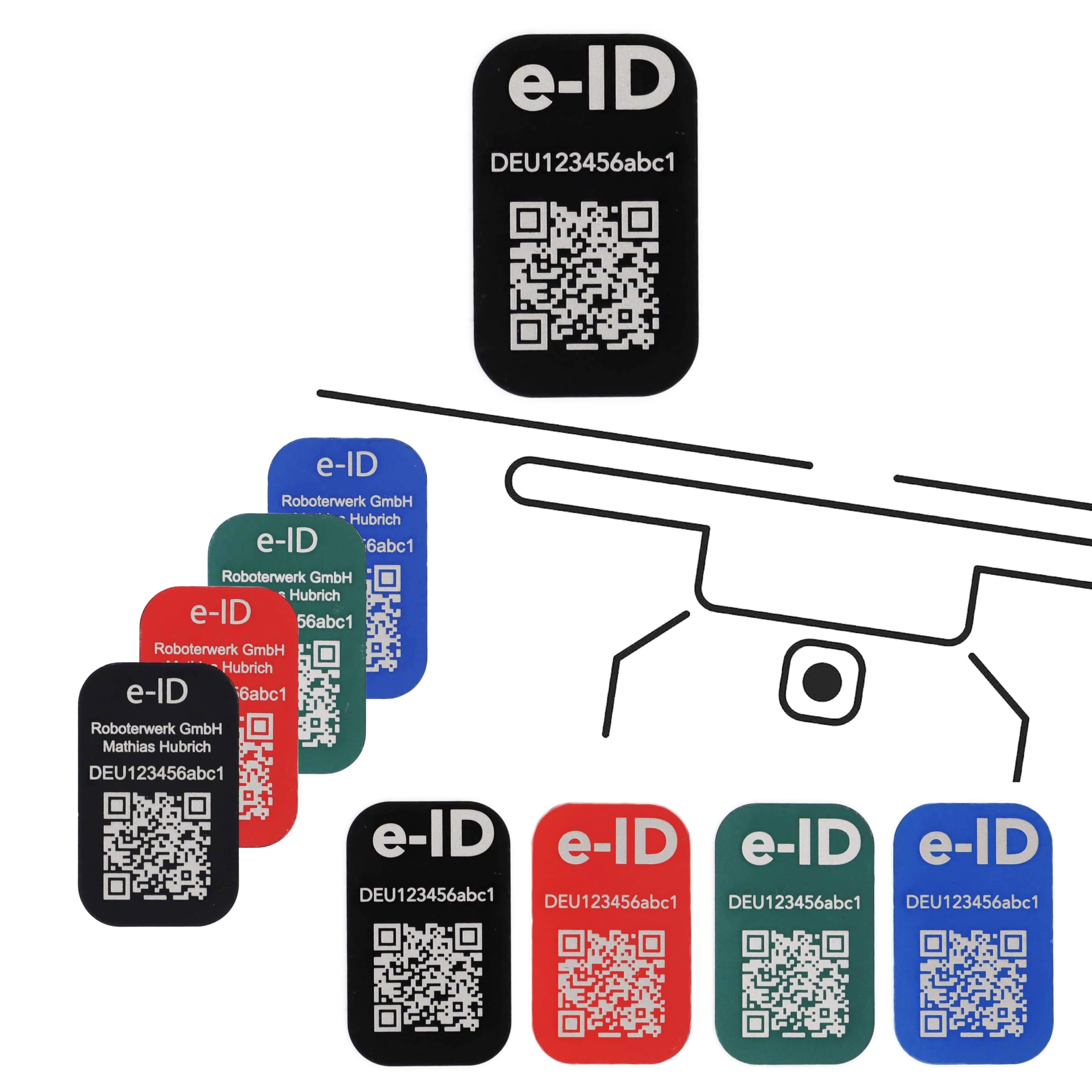 Targhette di Identificazione per Droni in Alluminio 31x19mm QR-Code