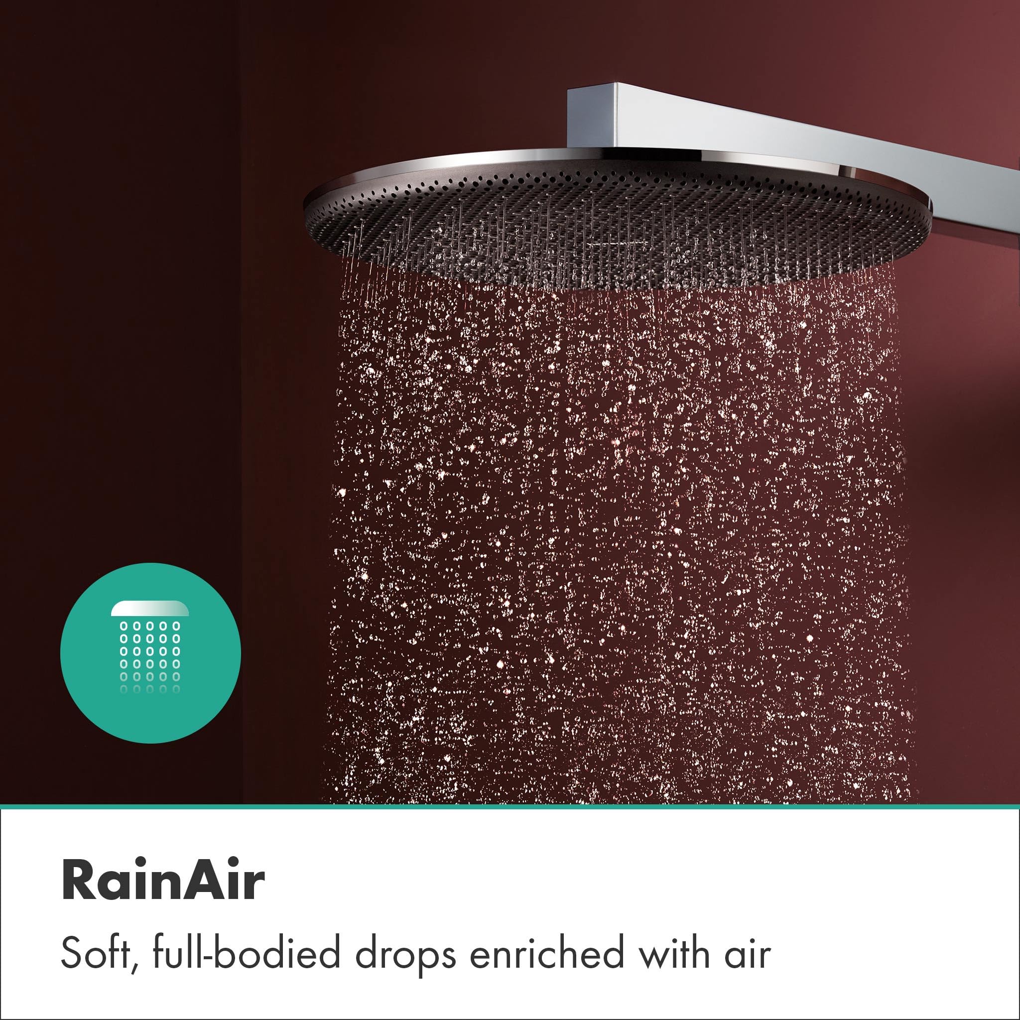 hansgrohe Raindance Alive S - rociador de ducha, ducha fija redondo (300 mm), cabezal de ducha lluvia con 1 tipo de chorro (PowderRain) para conexión pared y techo, cromo, 24520000