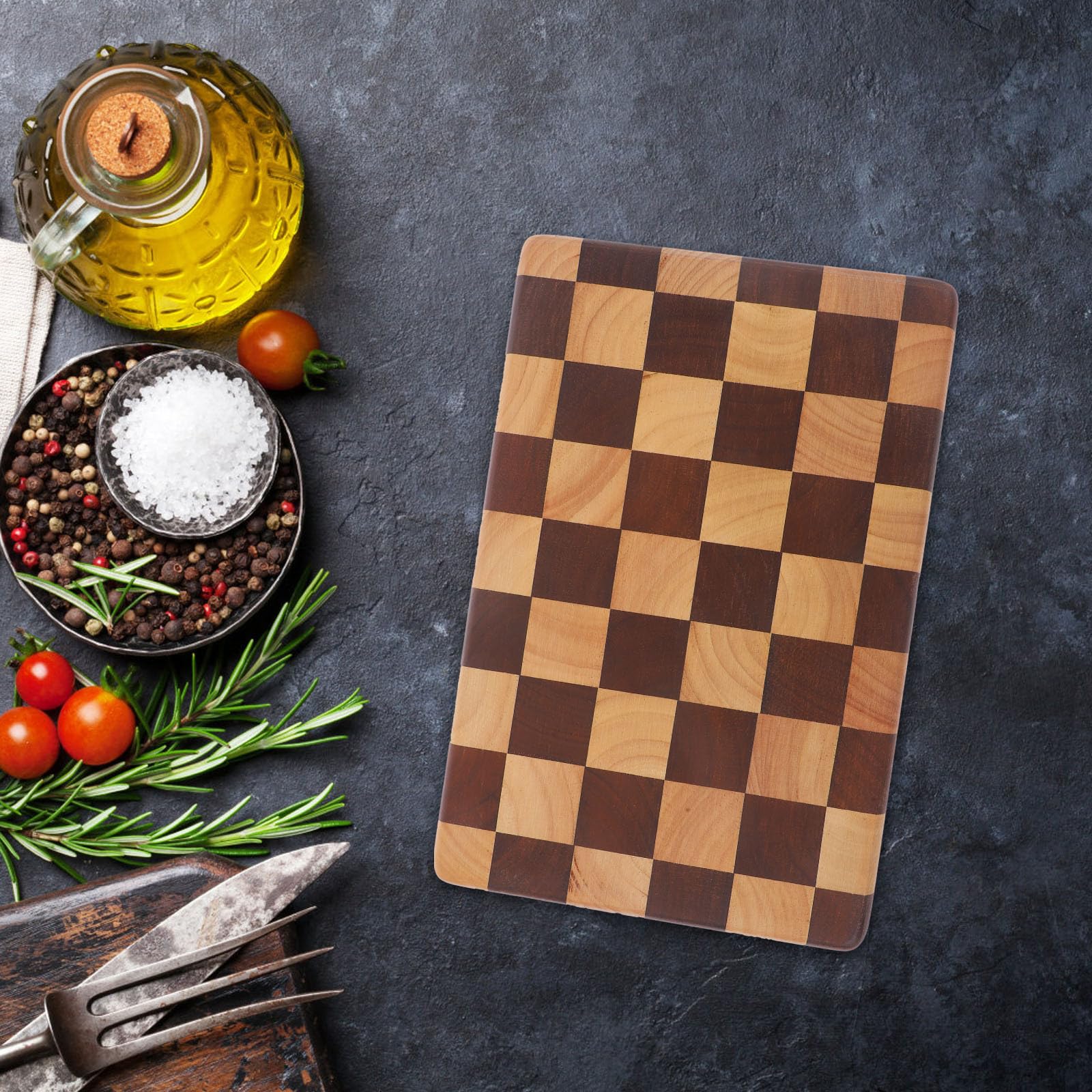 VILLCASE Tabla de Cortar Pequeña de Madera de Acacia para Carne y Fruta