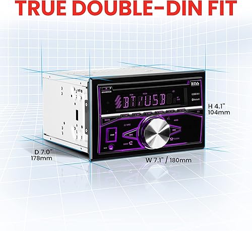 Miniatura 13 de BOSS Audio Doble Din, Bluetooth, MP3/USB/SD AM/FM estéreo del coche, control remoto inalámbrico, iluminación multicolor, (sin CD/DVD)