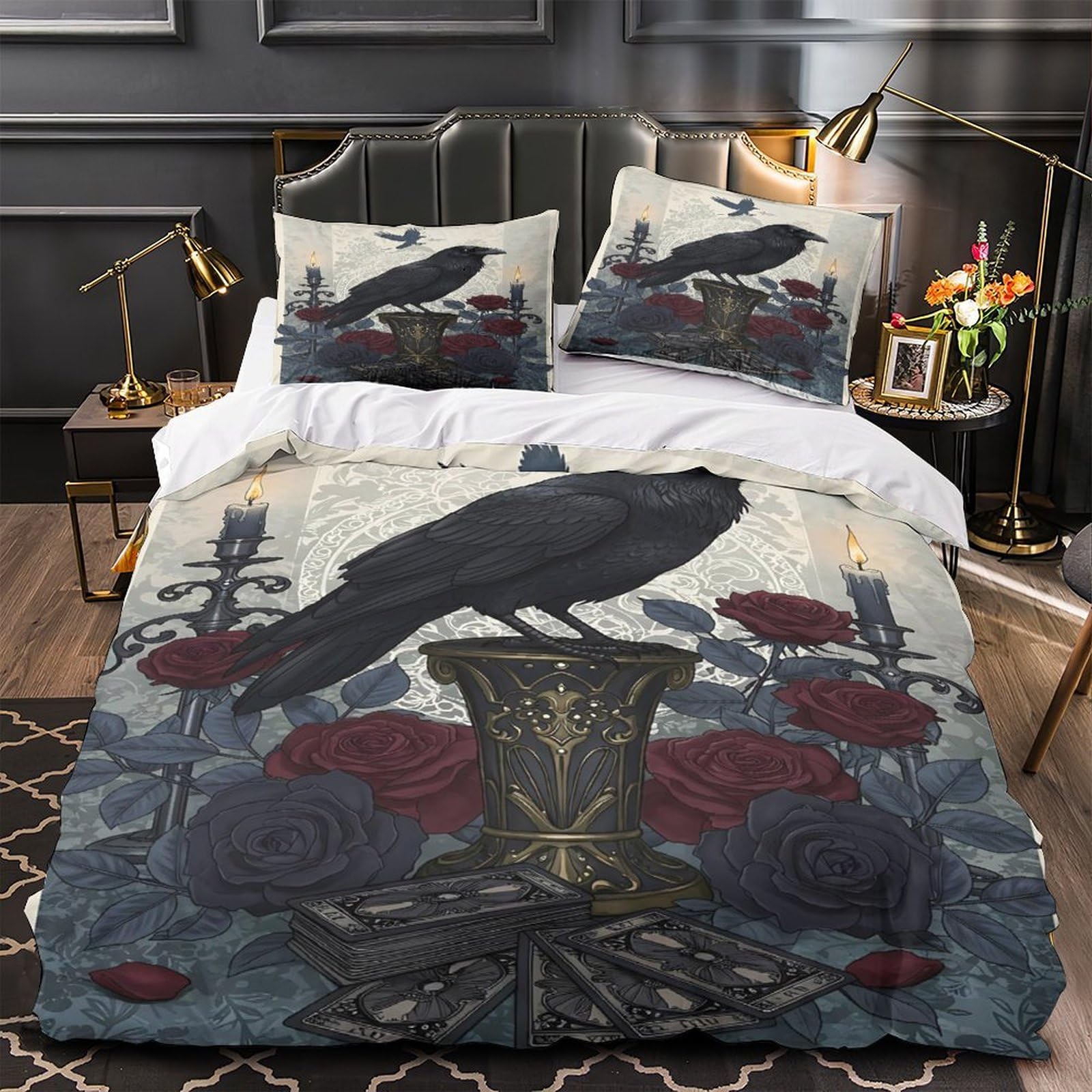 Drap de couette corbeau 3D microfibre de qualité supérieure King 220x240cm