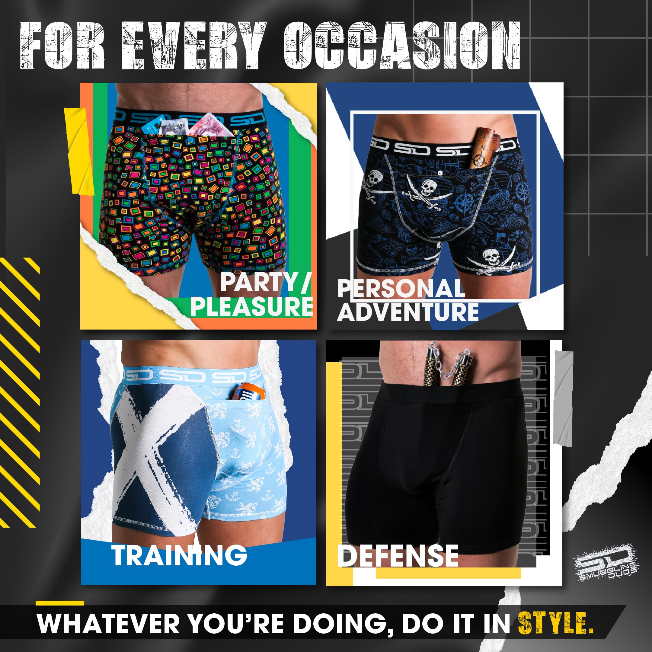 Men's Boxer Brief Shorts, Anti-Theft Pickpocket Proof Travel Pocket Underwear