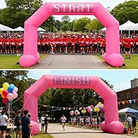 Vista 8 de Arco inflable de línea de meta de arranque de 20 pies rosa con potente soplador