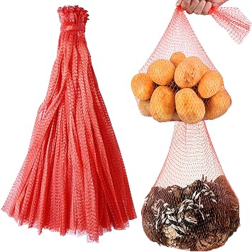 Dupiulk Reusable Produce Mesh Bags, 24 Inch Seafood Boil Bags for Crab Clam Shellfish Crawfish Cooking, Onion Potato Storage Eco-friendly Fruit Vegetable Produce Packaging Supplies Net 100Pcs-Red